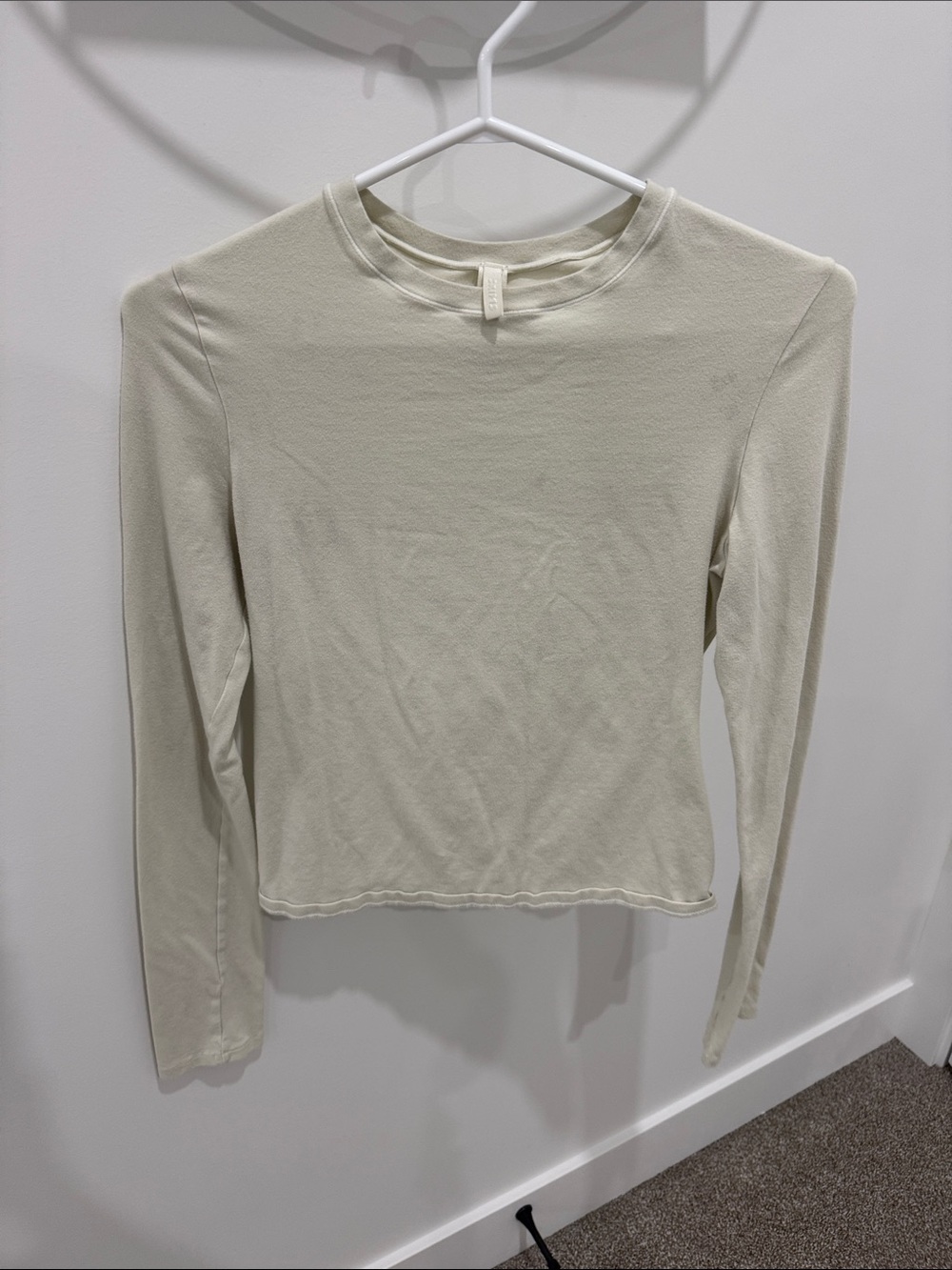 Women's Cream Long-Sleeve Crewneck Top